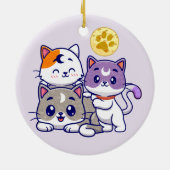 Schattig trio: drie Schattigee katten Keramisch Ornament (Achterkant)