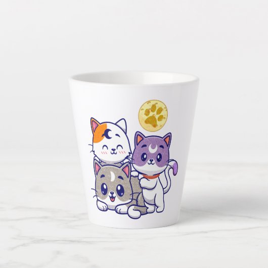 Schattig trio: drie Schattigee katten Latte Mok (Voorkant)