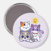 Schattig trio: drie Schattigee katten Magneet (Voorkant / Achterkant)