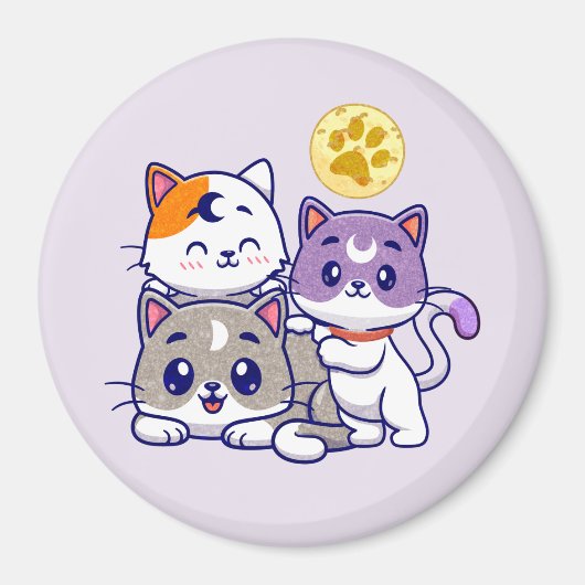 Schattig trio: drie Schattigee katten Magneet (Voorkant)