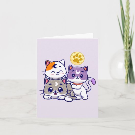 Schattig trio: drie Schattigee katten Notitiekaartje (Voorkant)