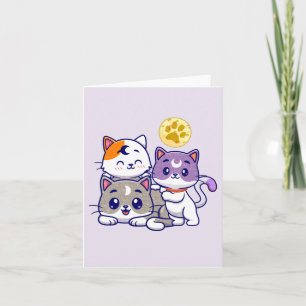 Schattig trio: drie Schattigee katten Notitiekaartje