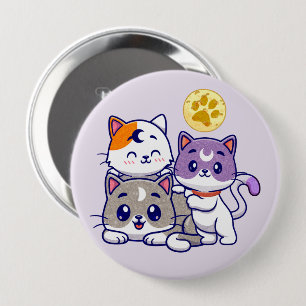 Schattig trio: drie Schattigee katten Ronde Button 4,0 Cm