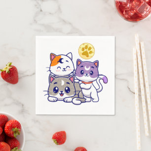 Schattig trio: drie Schattigee katten Servet
