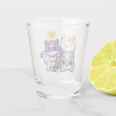 Schattig trio: drie Schattigee katten Shot Glas (Achterkant)