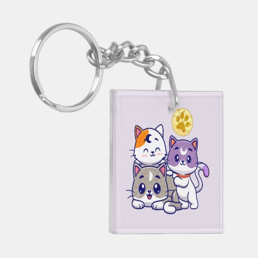 Schattig trio: drie Schattigee katten Sleutelhanger (Voorkant Links)