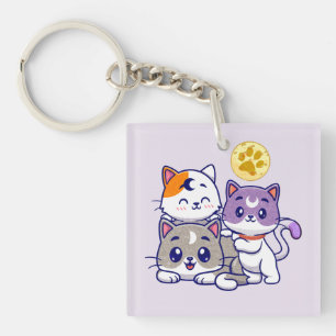 Schattig trio: drie Schattigee katten Sleutelhanger