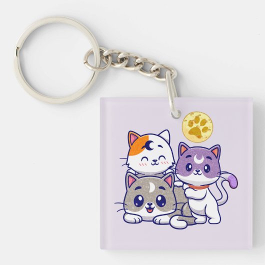 Schattig trio: drie Schattigee katten Sleutelhanger (Voorkant)