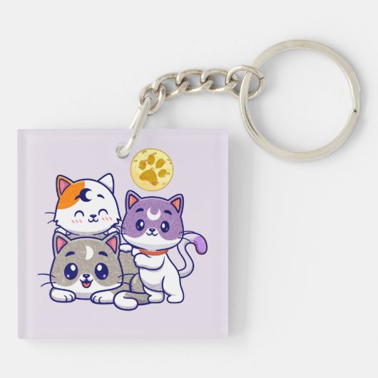 Schattig trio: drie Schattigee katten Sleutelhanger (Achterkant)