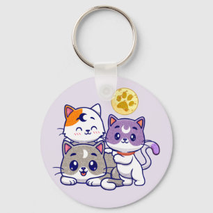 Schattig trio: drie Schattigee katten Sleutelhanger