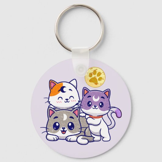 Schattig trio: drie Schattigee katten Sleutelhanger (Voorkant)