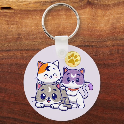 Schattig trio: drie Schattigee katten Sleutelhanger (Achterkant)