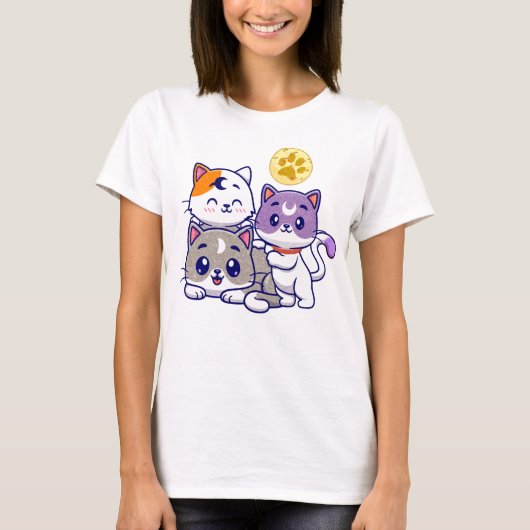 Schattig trio: drie Schattigee katten T-shirt (Voorkant)