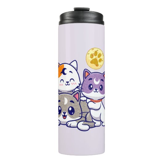 Schattig trio: drie Schattigee katten Thermosbeker (Voorkant)