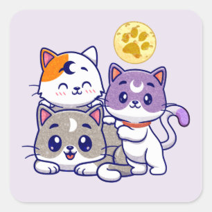 Schattig trio: drie Schattigee katten Vierkante Sticker