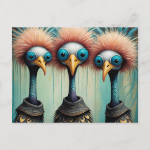 Schattig Trio van de Grappige Vogels Briefkaart