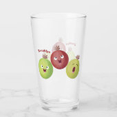Schattig trio van kruisbessen zingende cartoon glas (Achterkant)