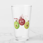 Schattig trio van kruisbessen zingende cartoon glas (Voorkant)