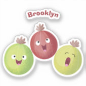 Schattig trio van kruisbessen zingende cartoon sticker (Voorkant)