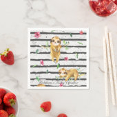 Schattig Tropical Sloth Baby shower gepersonalisee Servet (Insitu)