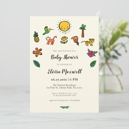 Schattig tropisch Baby shower Kaart (Staand voorkant)