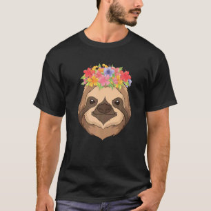 Schattig Tropisch Dier Dierentuin Dier Bloemen Lu T-shirt