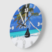 Schattig tropisch strand, Sand Ocean Sky Palm Grote Klok (Hoek)