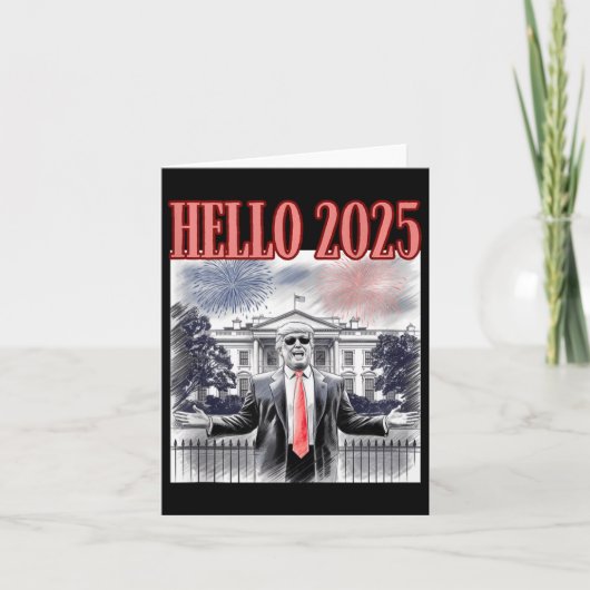 Schattig Trump Hallo 2025 Nieuwjaarsavond Conserva Kaart (Voorkant)