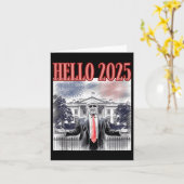 Schattig Trump Hallo 2025 Nieuwjaarsavond Conserva Kaart (Gele Bloem)