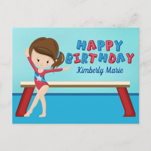 Schattig Turnmeisje Aangepast Turnen Gefeliciteerd Briefkaart (Voorkant)