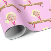 Schattig Turnmeisje Aangepaste Blonde Kinderen Fot Cadeaupapier (Rol Hoek)