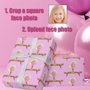 Schattig Turnmeisje Aangepaste Blonde Kinderen Fot Cadeaupapier