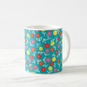 Schattig turquoise bloempatroon koffiemok (Voorkant rechts)