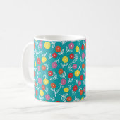 Schattig turquoise bloempatroon koffiemok (Voorkant links)