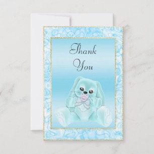 Schattig Turquoise Konijn Baby Shower Bedankt