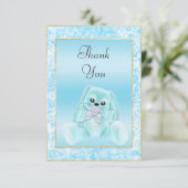 Schattig Turquoise Konijn Baby Shower Bedankt (Staand voorkant)