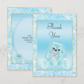 Schattig Turquoise Konijn Baby Shower Bedankt (Voorkant / Achterkant)