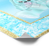 Schattig Turquoise Konijn Welkom Poster (Hoek)