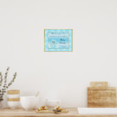 Schattig Turquoise Konijn Welkom Poster (Keuken)