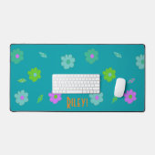Schattig Turquoise Meisjes Retro Flower Bureaumat (Keyboard & Muis)