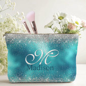 Schattig turquoise zilveren nepschitterend monogra etui