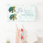 Schattig Turtle and Bubbles Baby shower Twins Spandoek (Insitu)