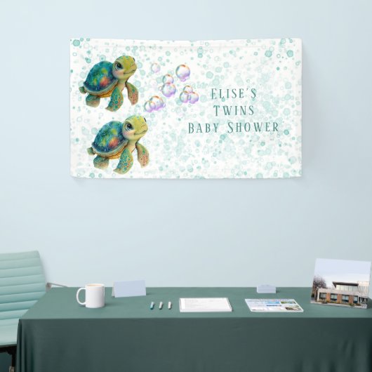 Schattig Turtle and Bubbles Baby shower Twins Spandoek (Beurs)