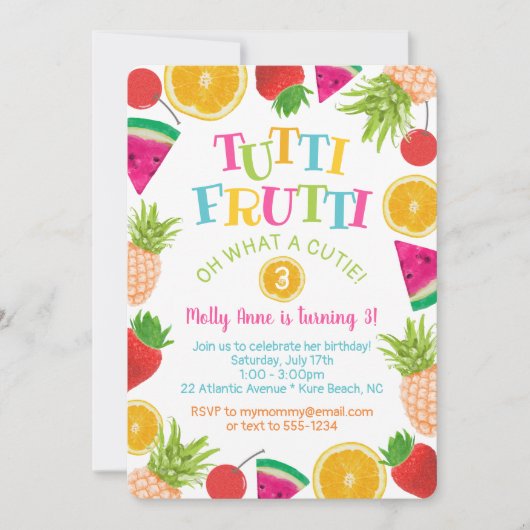 Schattig Tutti Frutti Waterverf Fruits Verjaardags Kaart (Voorkant)