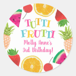 Schattig Tutti Frutti Waterverf Fruits Verjaardags Ronde Sticker