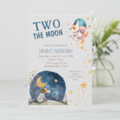 Schattig twee de maan hond jongens tweede verjaard kaart (Staand voorkant)