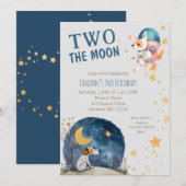 Schattig twee de maan hond jongens tweede verjaard kaart (Voorkant / Achterkant)