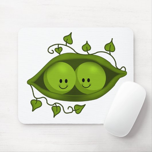 Schattig twee erwten in een peul muismat (Met muis)