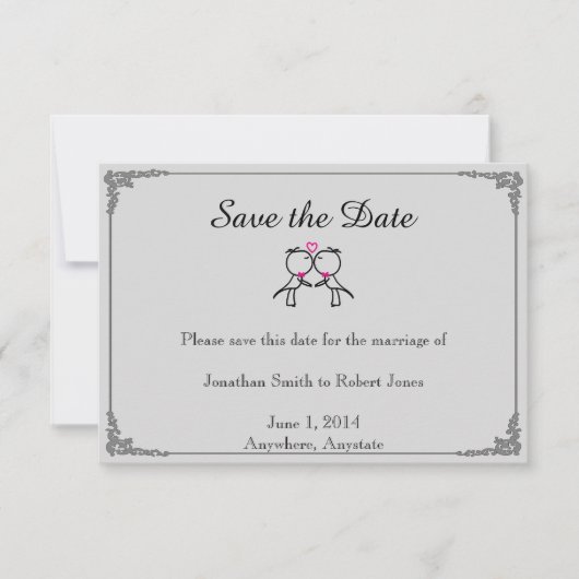 Schattig Twee Grooms Kussen Gay Bruiloft Save the  Save The Date (Voorkant)