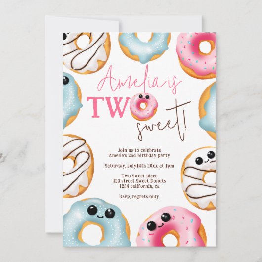 Schattig Twee lieve schattige donuts 2e verjaardag Kaart (Voorkant)